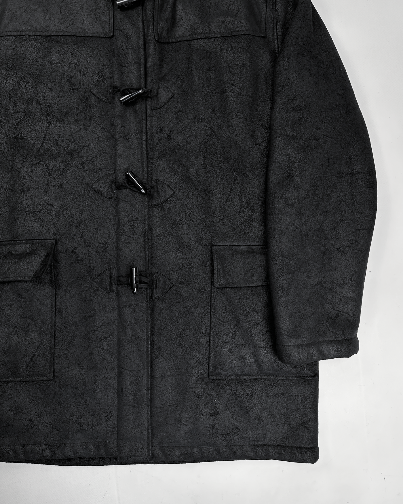 Balmain Black Cracked Long Coat Jacket 1990's