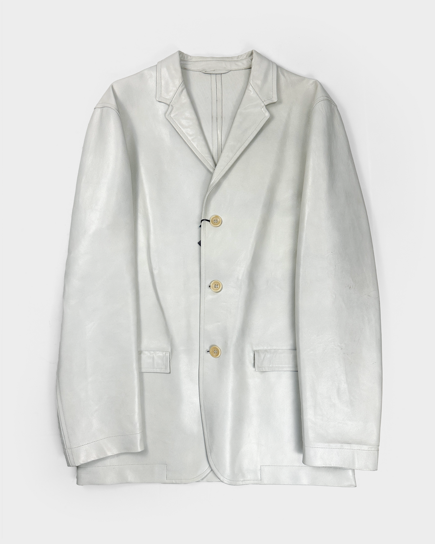 Kenzo Homme White Leather Jacket 2000's