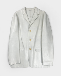 Kenzo Homme White Leather Jacket 2000's