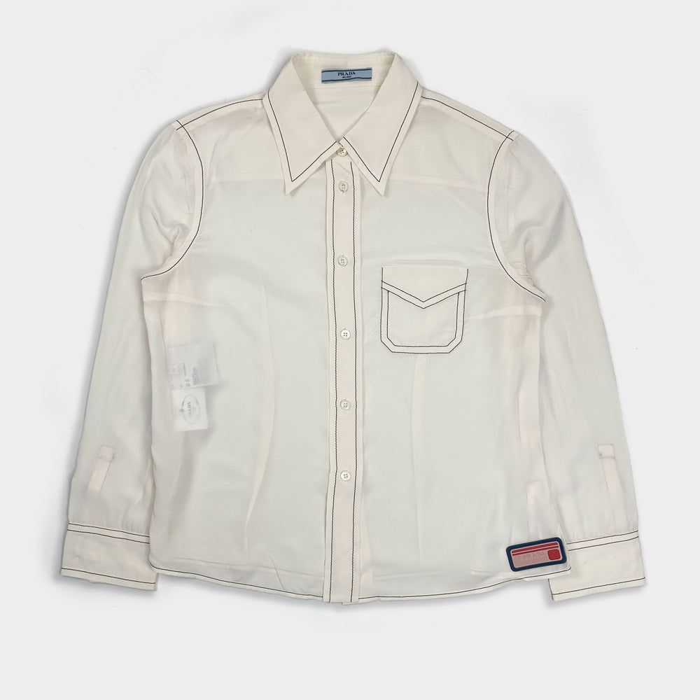 Prada Off-White Western Light Silk Shirt 2000's