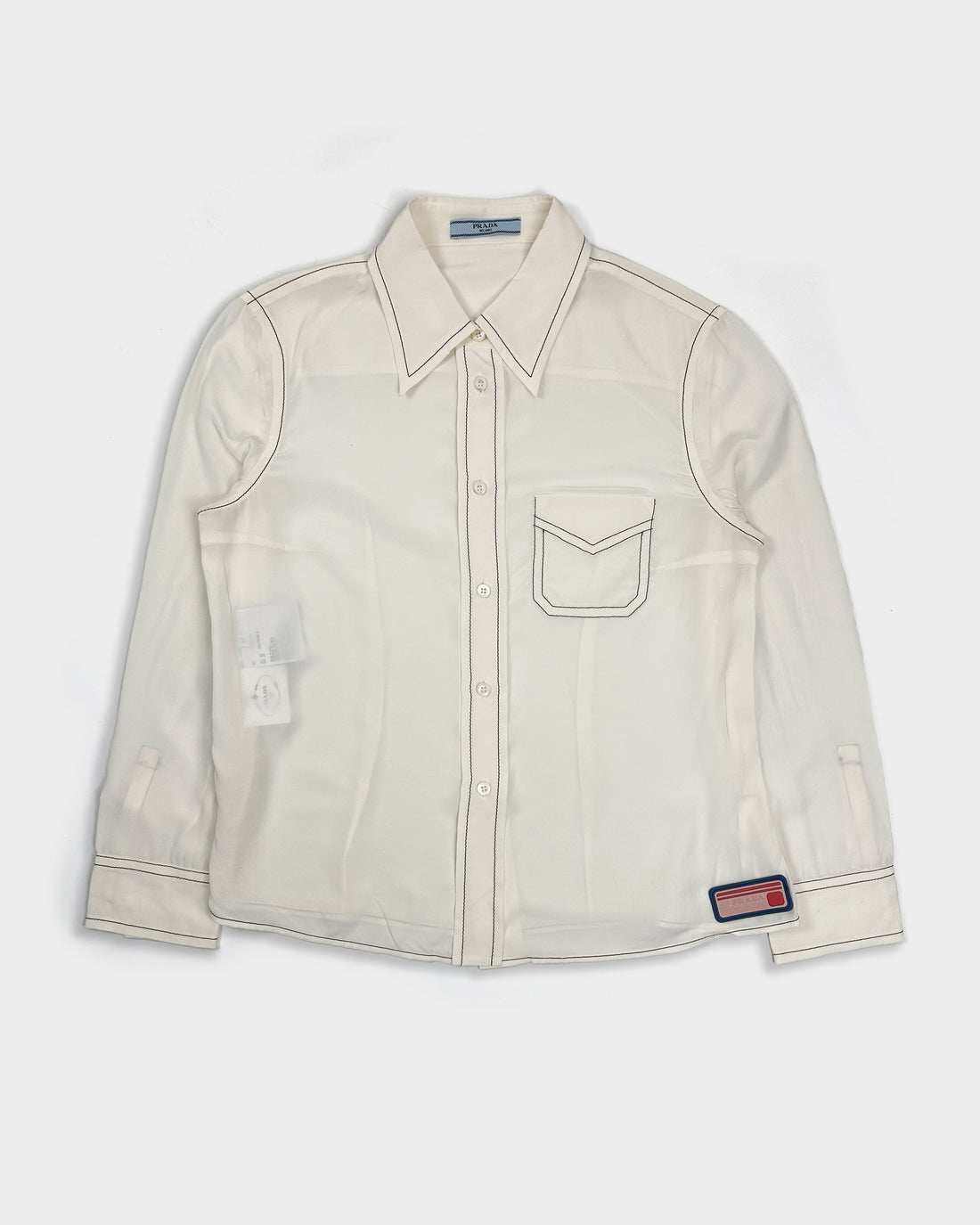 Prada Off-White Western Light Silk Shirt 2000's
