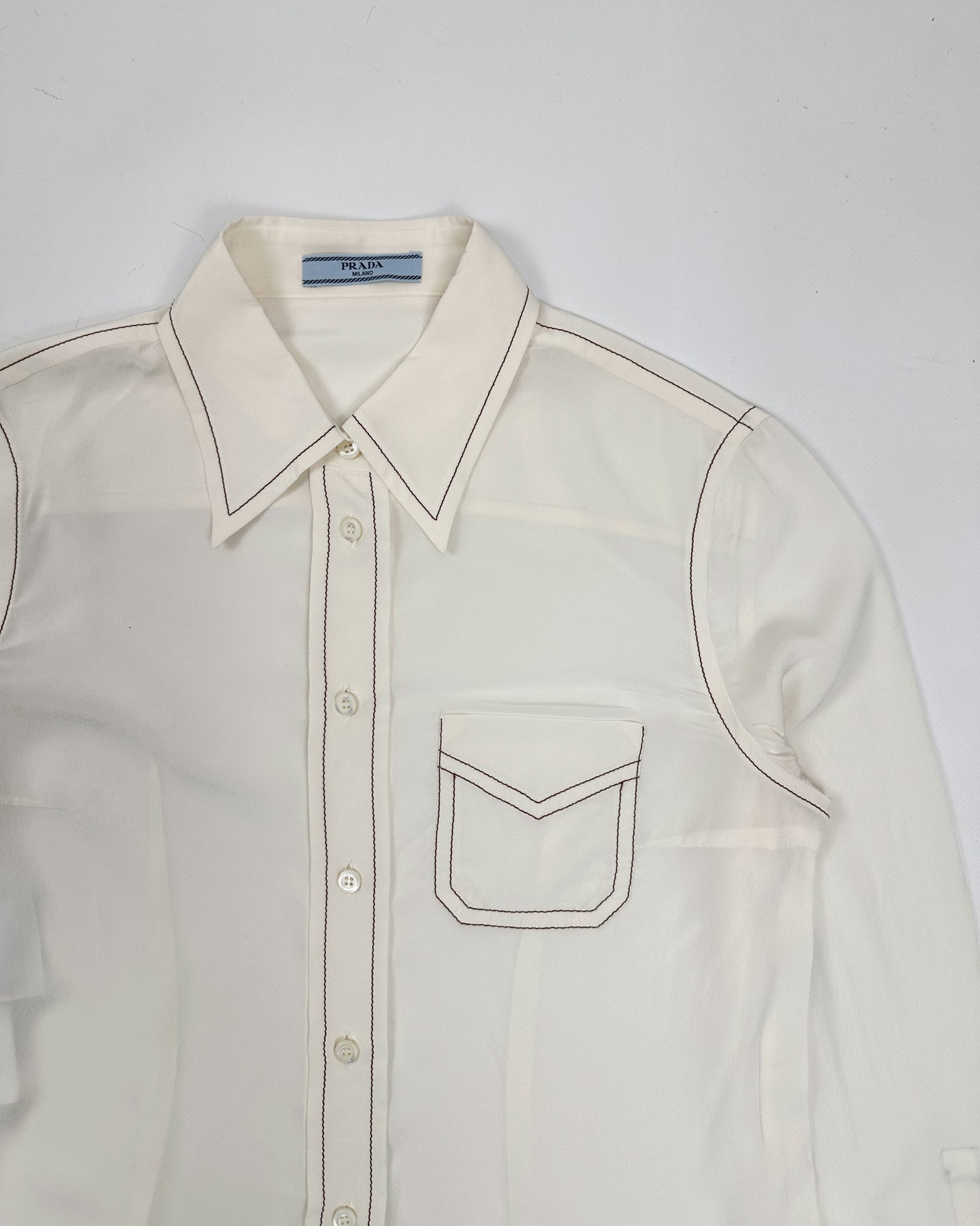 Prada Off-White Western Light Silk Shirt 2000's