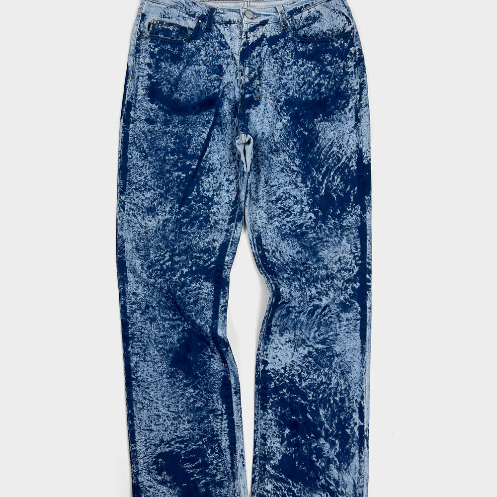 Roberto Cavalli Blue Splashed Denim Pants 2000's