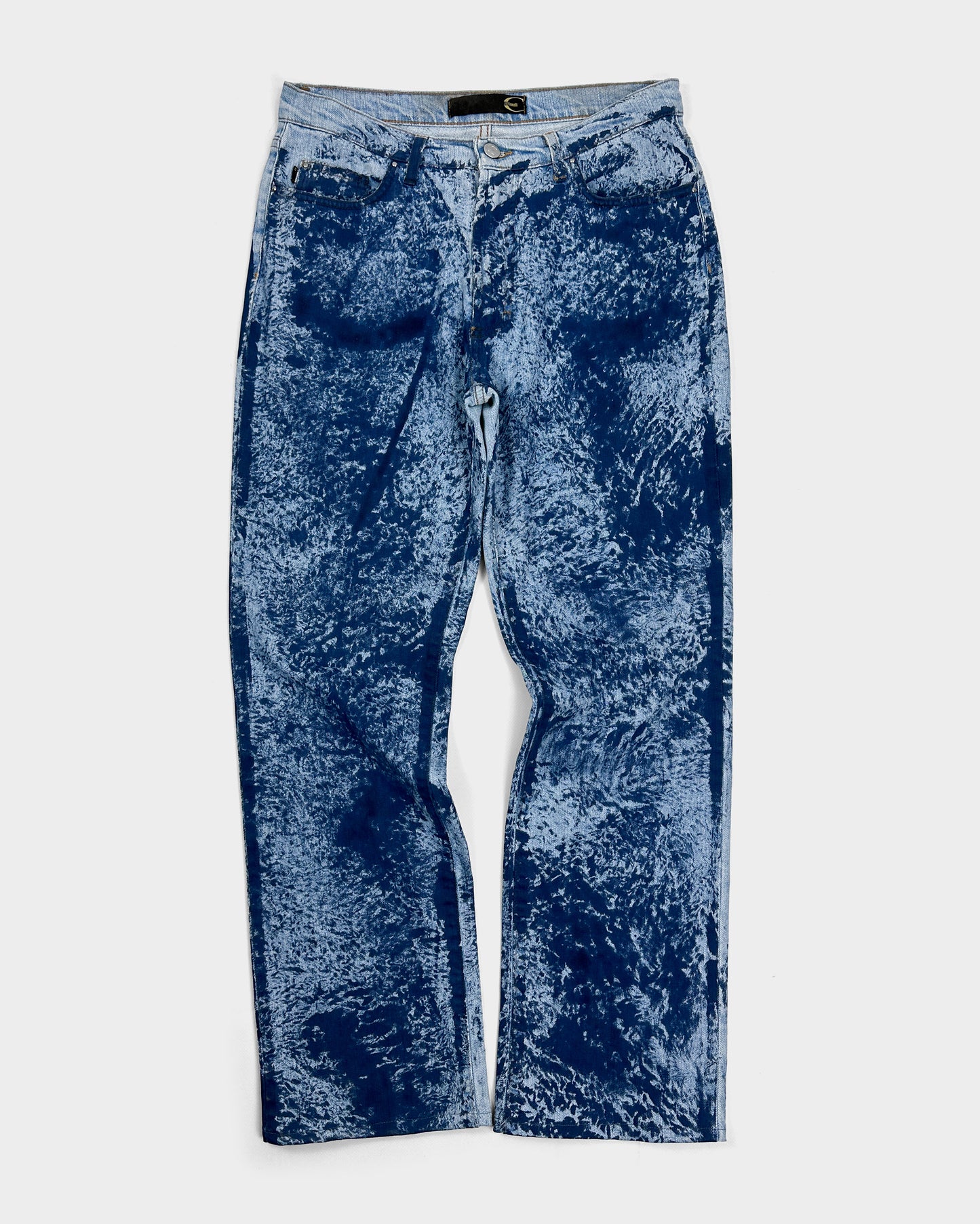 Roberto Cavalli Blue Splashed Denim Pants 2000's