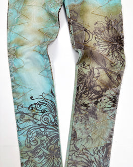 Roberto Cavalli Distressed 2-Layer Skinny Net Pants 2000's