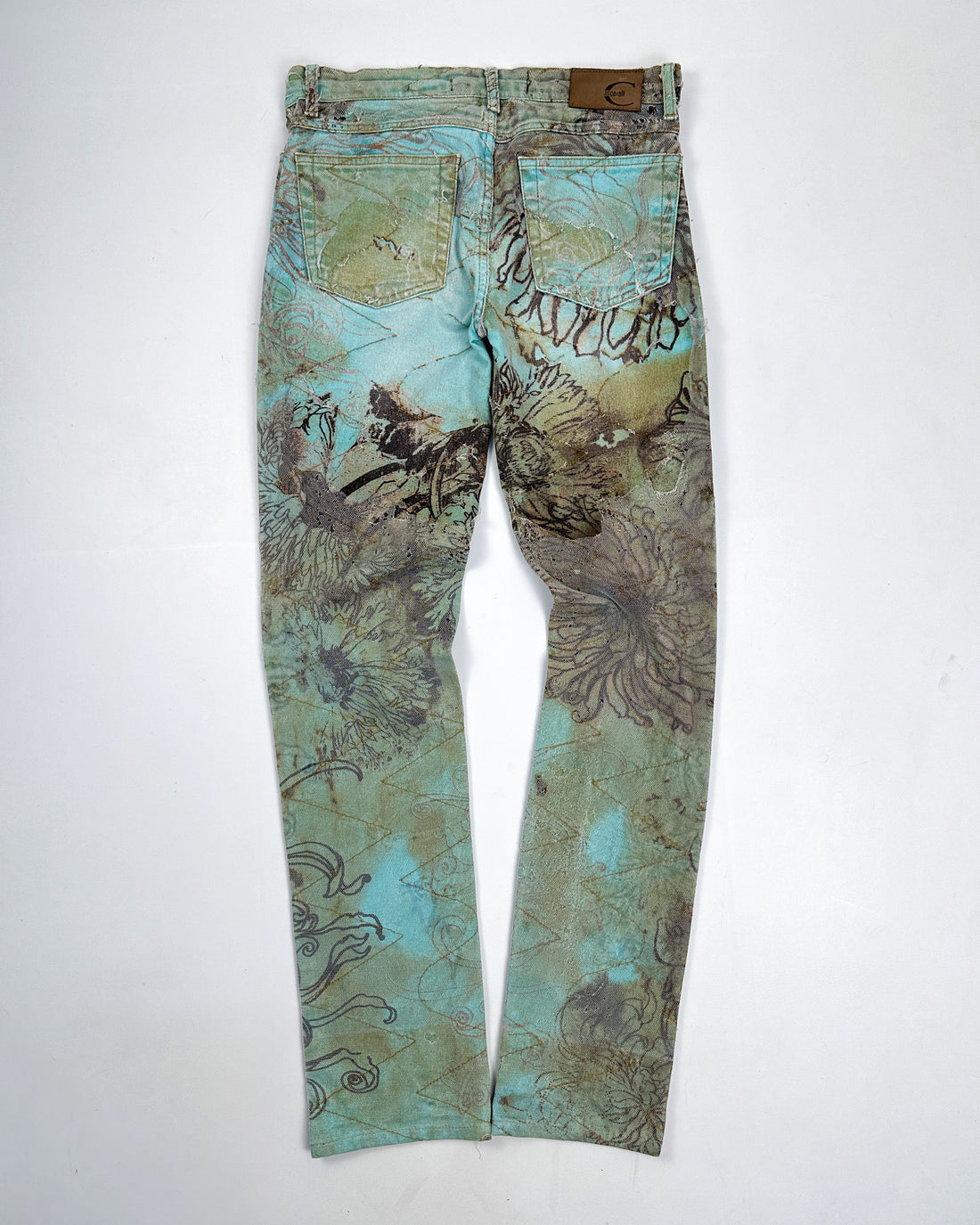 Roberto Cavalli Distressed 2-Layer Skinny Net Pants 2000's
