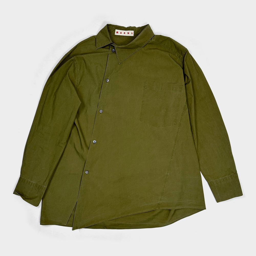 Marni Deep Green Asymmetric Shirt 2000's