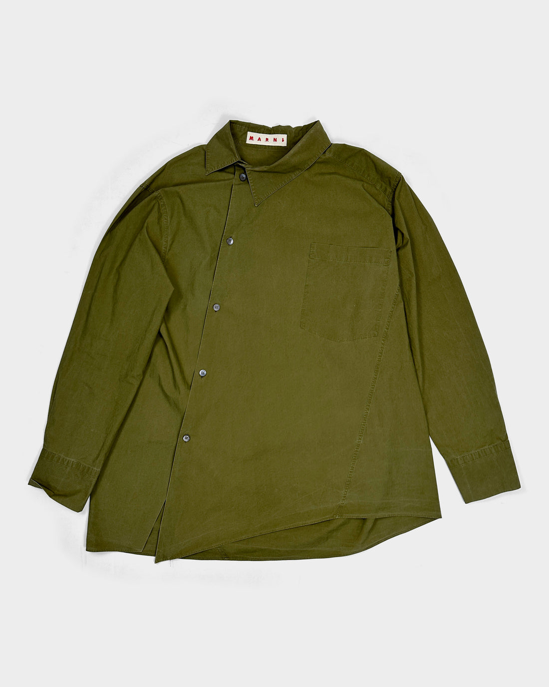 Marni Deep Green Asymmetric Shirt 2000's
