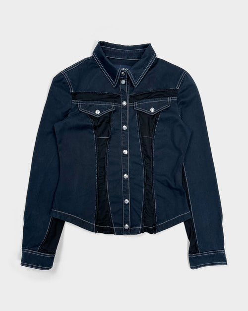 Armani Mesh Applications Dark Denim Jacket 2000's - Vintagetts