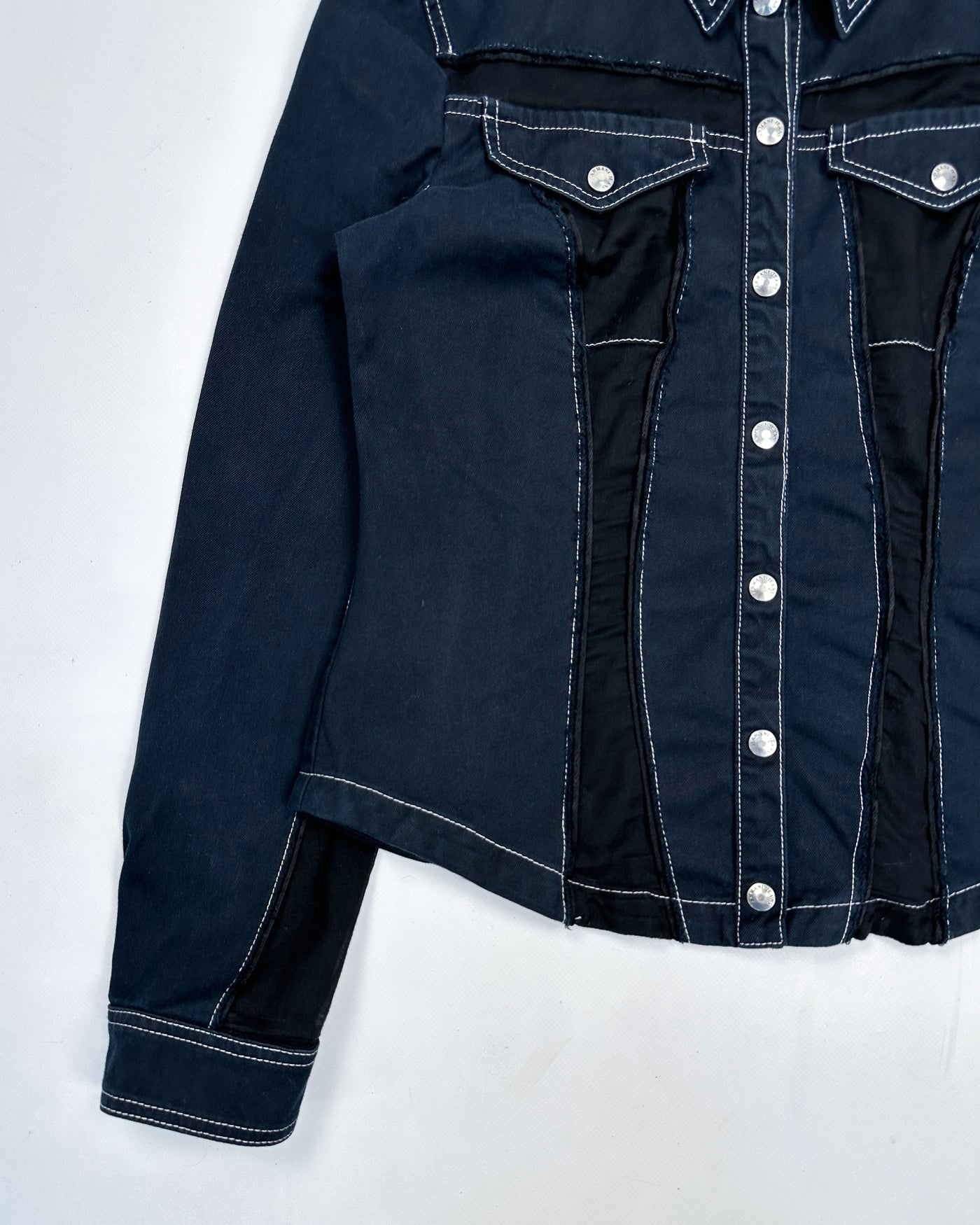 Armani Mesh Applications Dark Denim Jacket 2000's