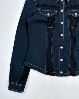 Armani Mesh Applications Dark Denim Jacket 2000's