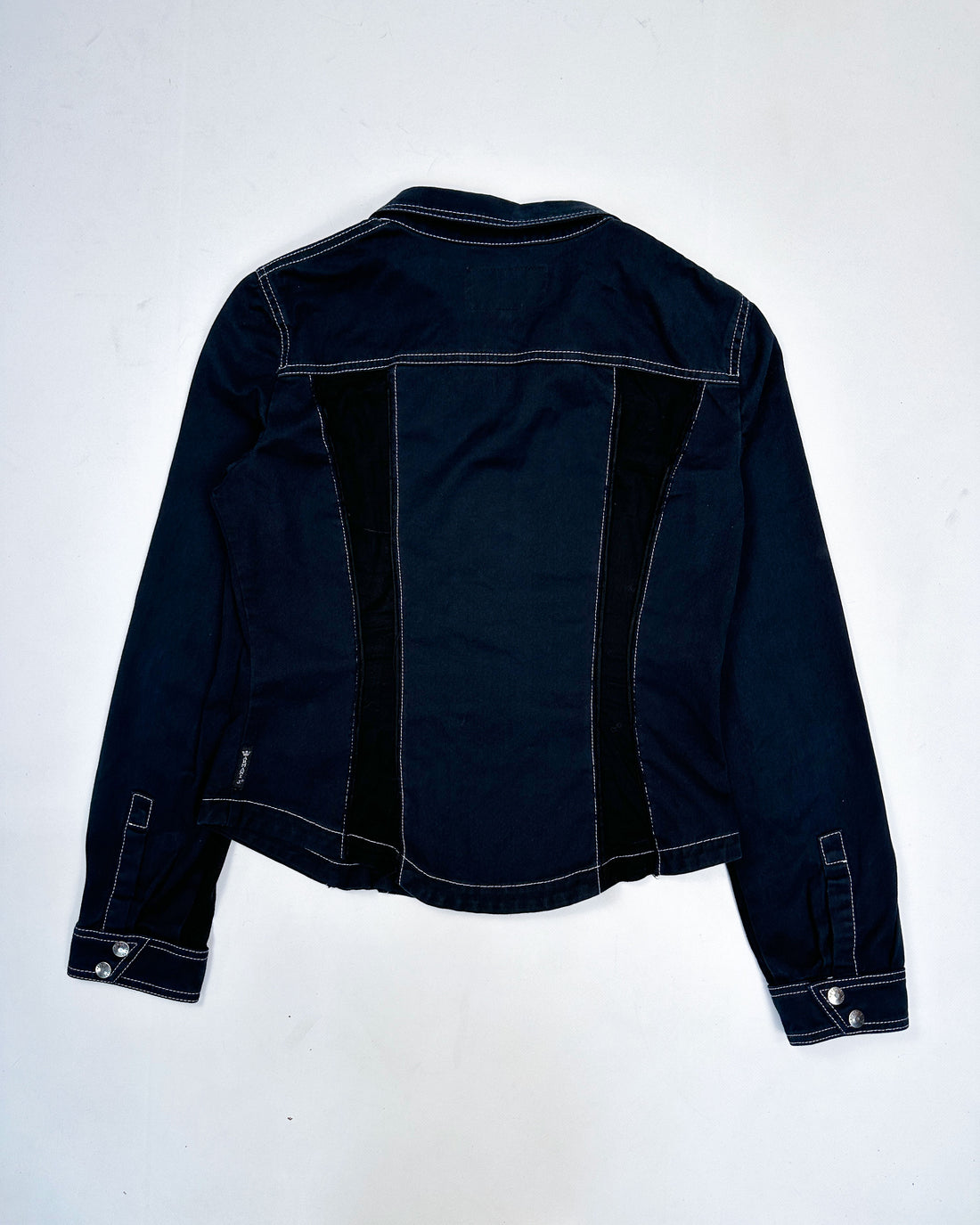 Armani Mesh Applications Dark Denim Jacket 2000's