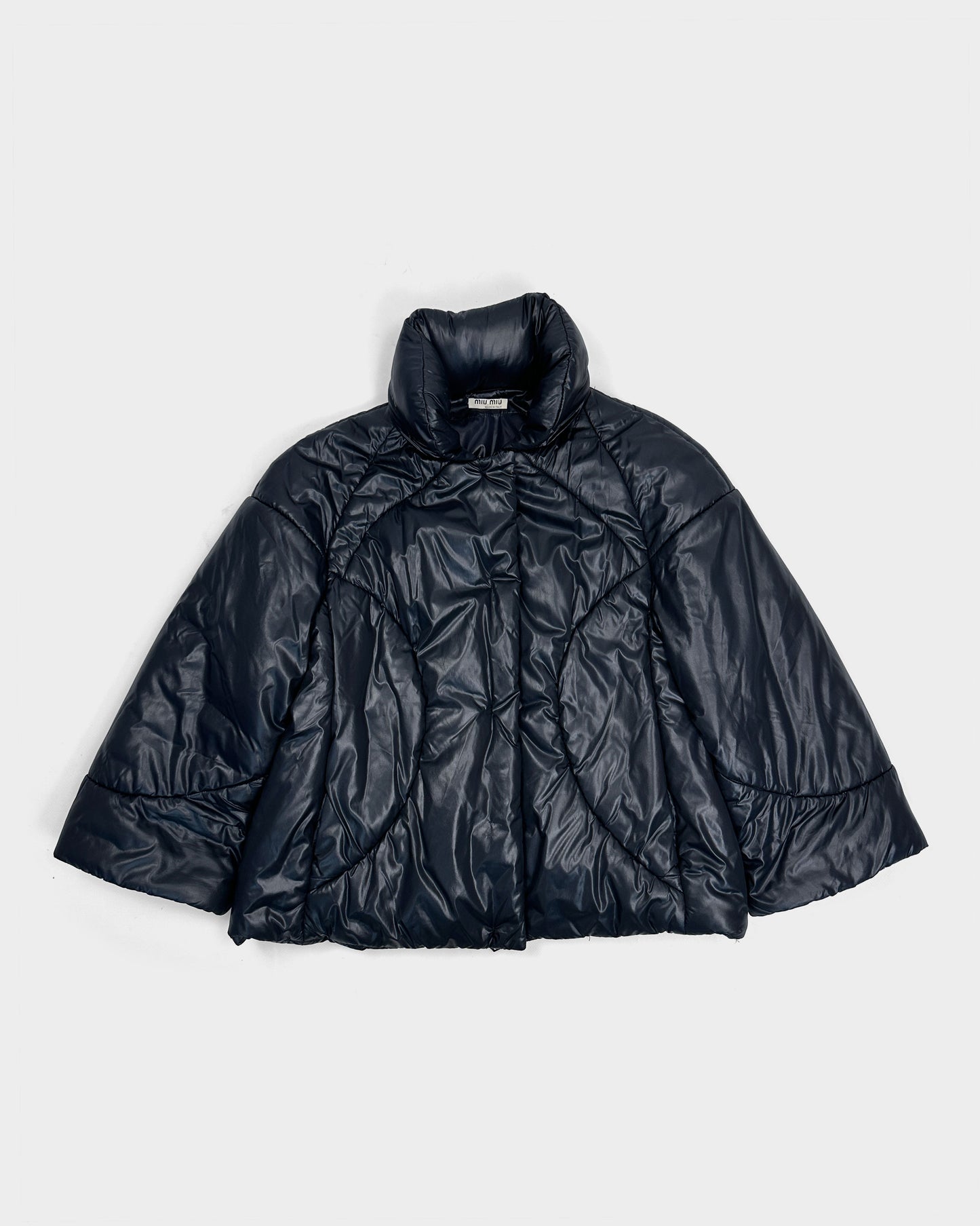 Miu Miu Charcoal Geometric Puffer Jacket 2000's