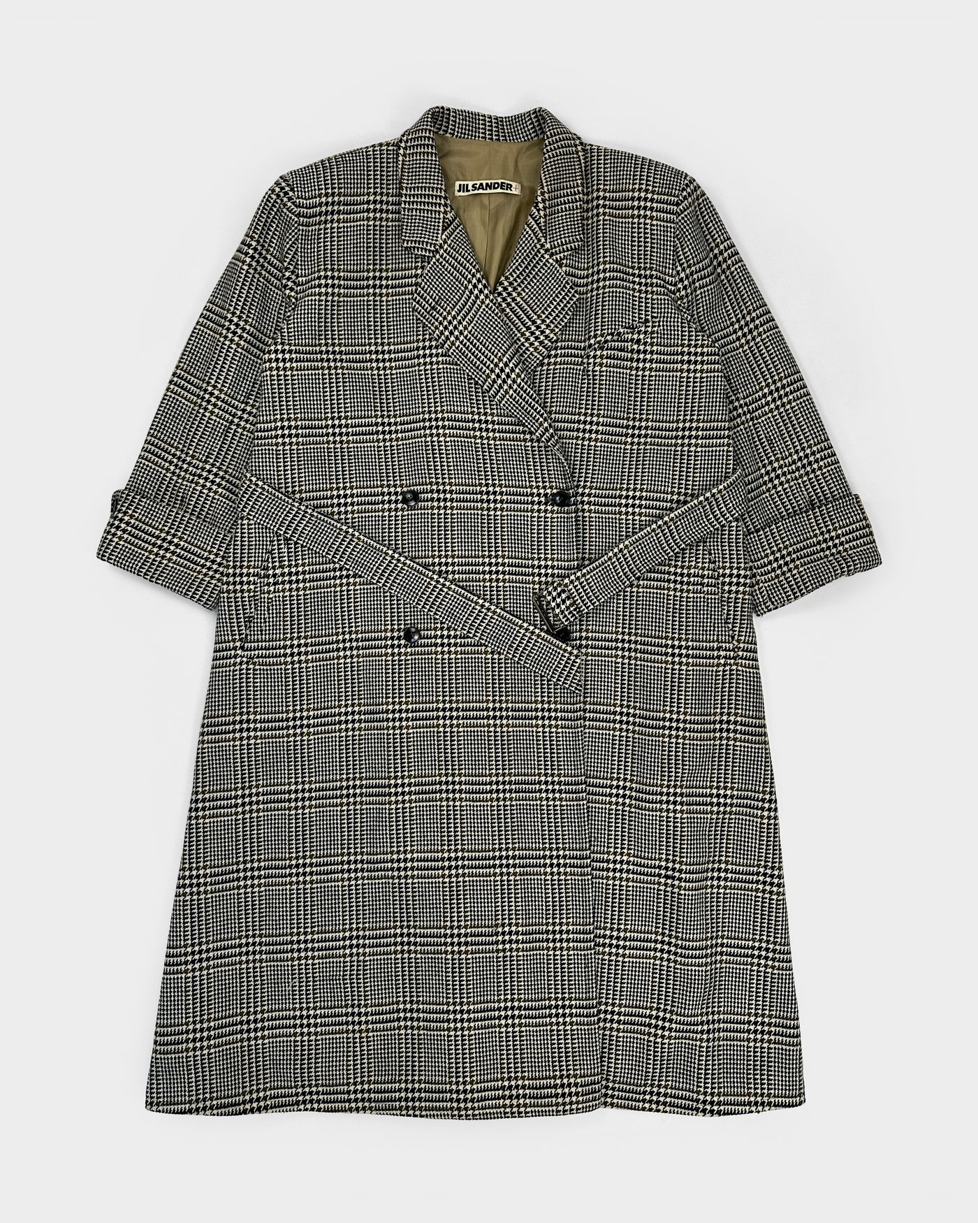 Jil Sander Checkered Maxi Wool Jacket 1990's