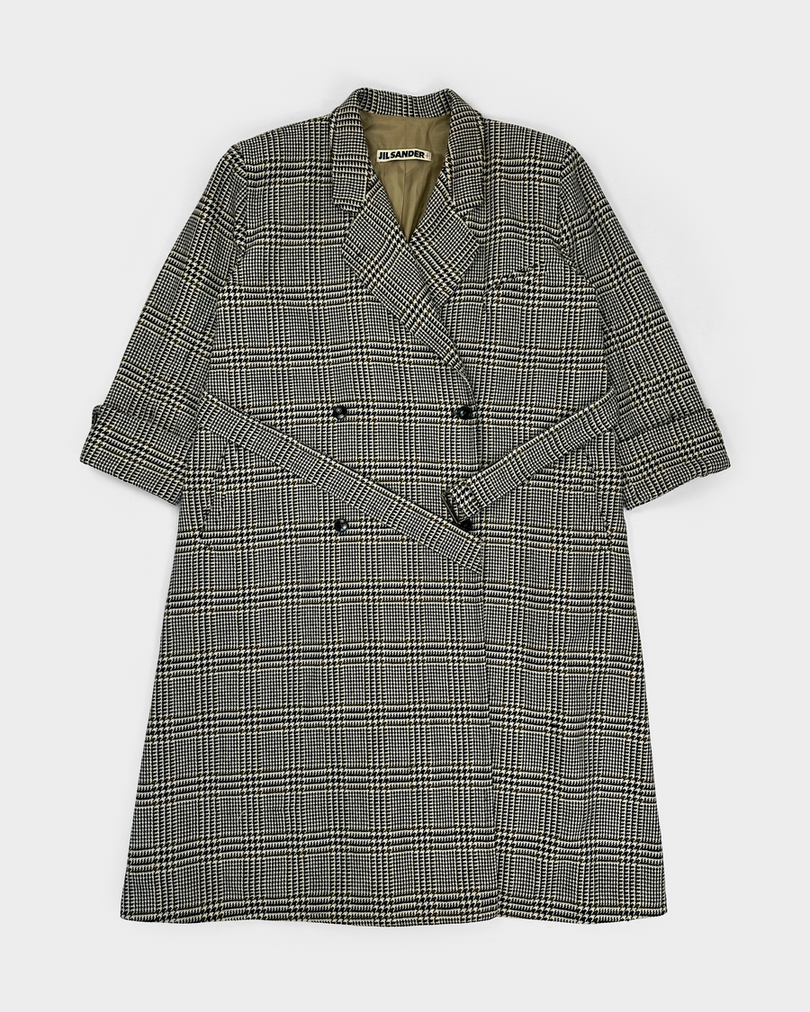 Jil Sander Checkered Maxi Wool Jacket 1990's