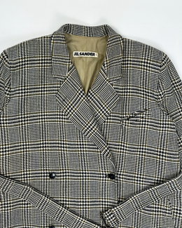 Jil Sander Checkered Maxi Wool Jacket 1990's