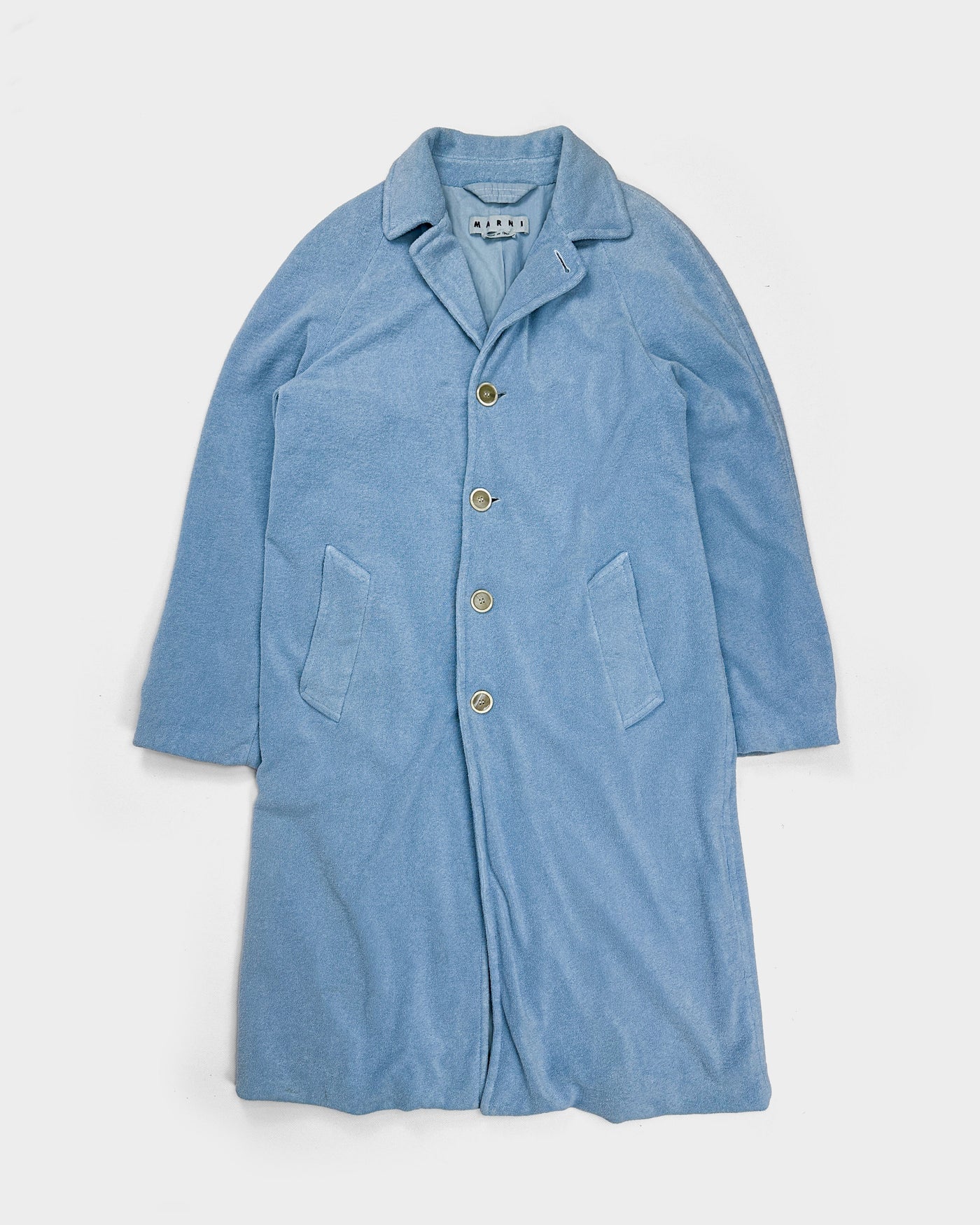 Marni Blue Textured Cotton Long Coat FW 2019
