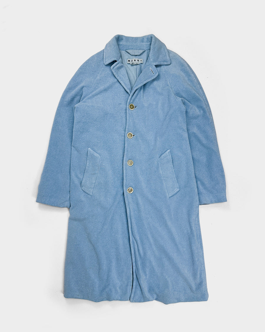 Marni Blue Textured Cotton Long Coat FW 2019