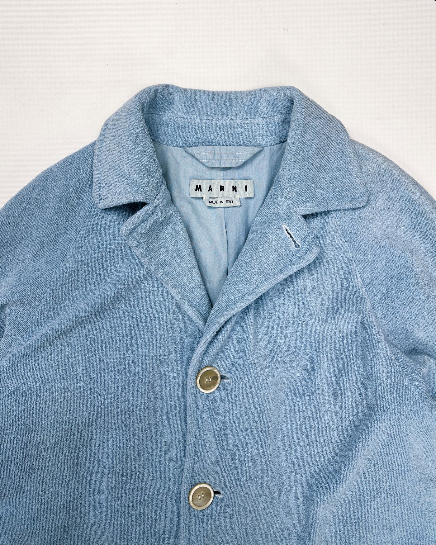 Marni Blue Textured Cotton Long Coat FW 2019