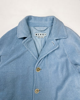 Marni Blue Textured Cotton Long Coat FW 2019