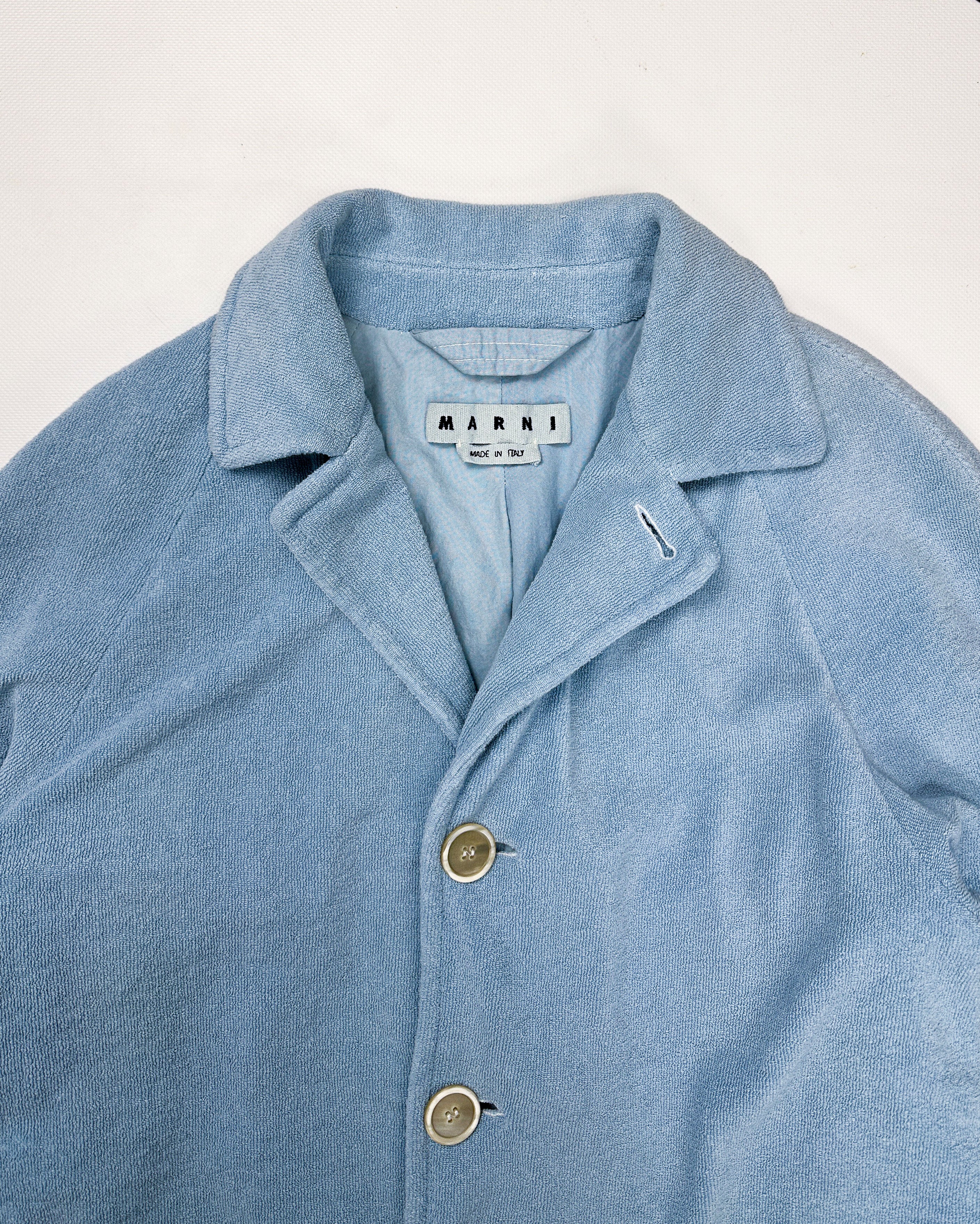 Marni Blue Textured Cotton Long Coat FW 2019