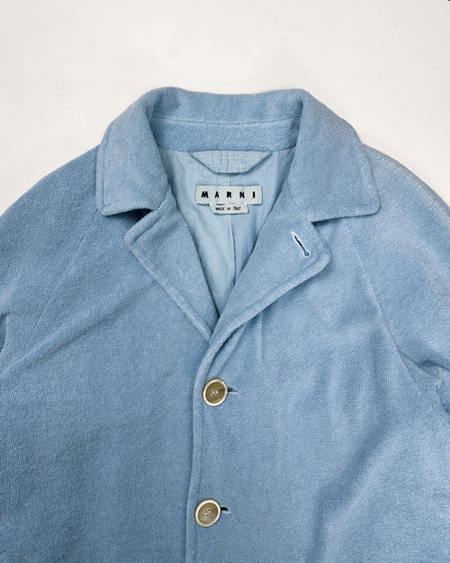 Marni Blue Textured Cotton Long Coat FW 2019