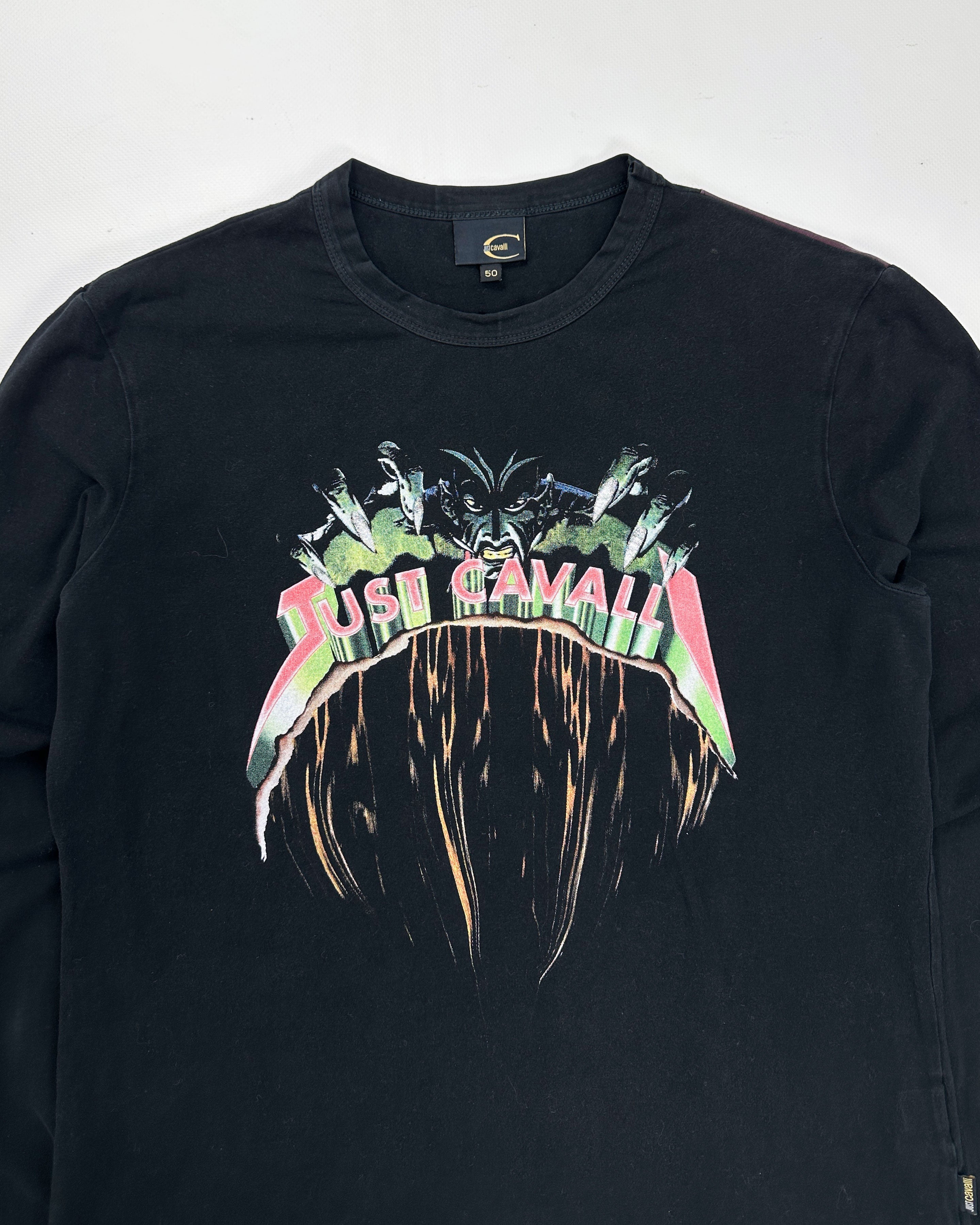 Just Cavalli Printed Black Top 2000's
