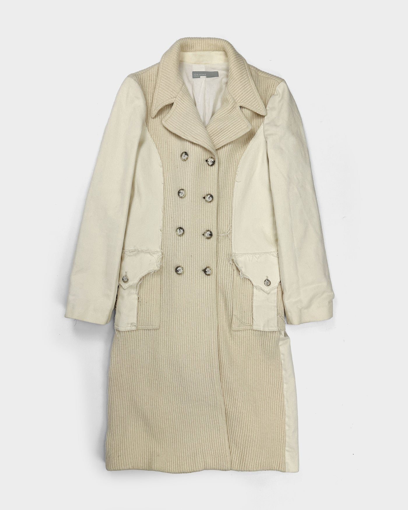 Iceberg 2-Texture Cream White Coat 2000's - Vintagetts