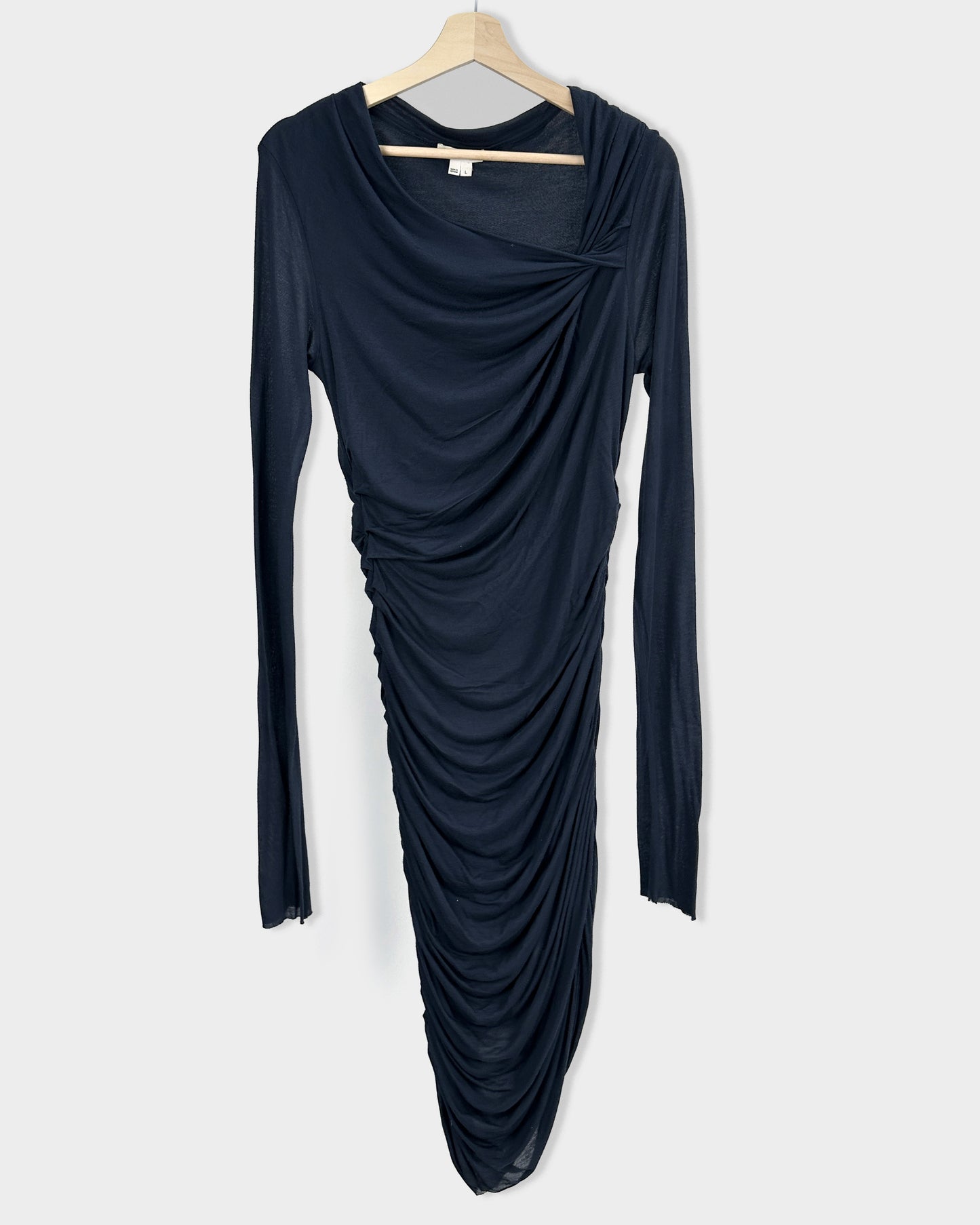 Helmut Lang Dark Blue Pleated Dress 2000's