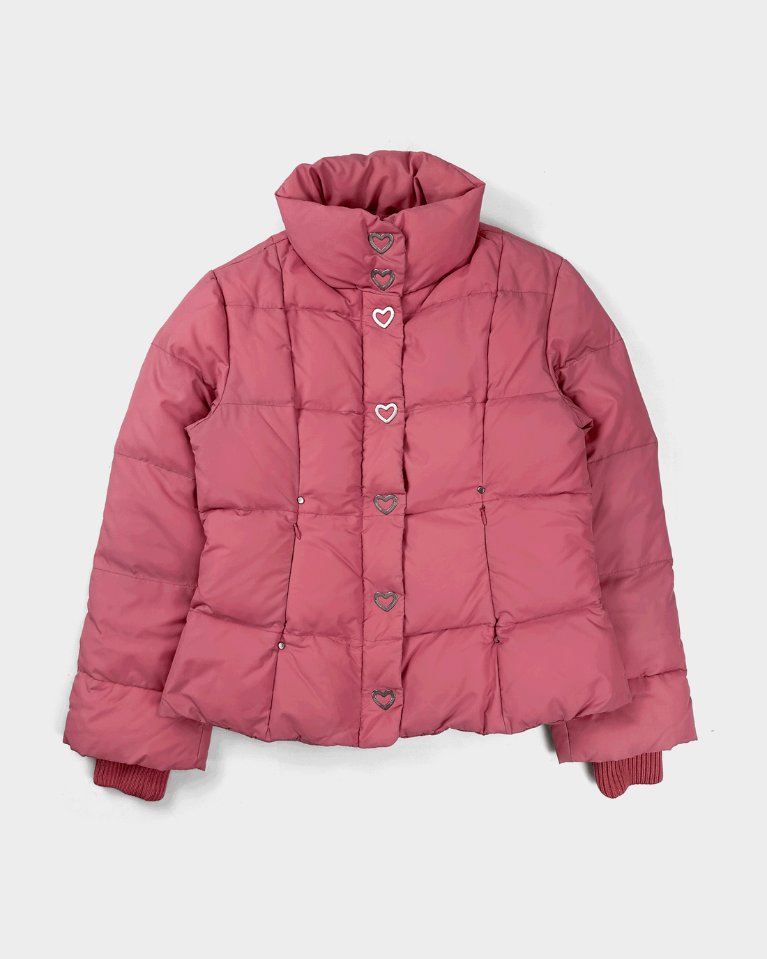 Moschino Silver Hearts Pink Puffer Jacket 2000's