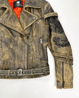 Parasuco Off-Centered Zip Fade Leather Jacket 2000's