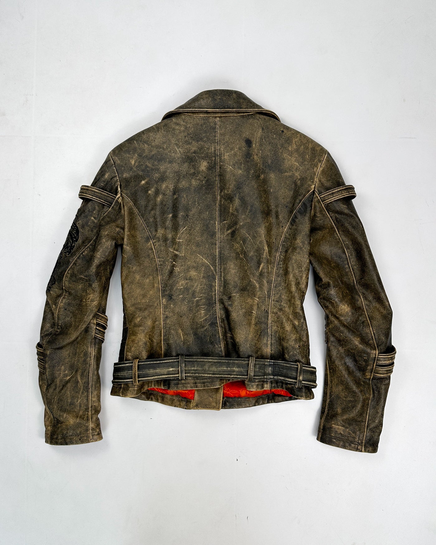 Parasuco Off-Centered Zip Fade Leather Jacket 2000's