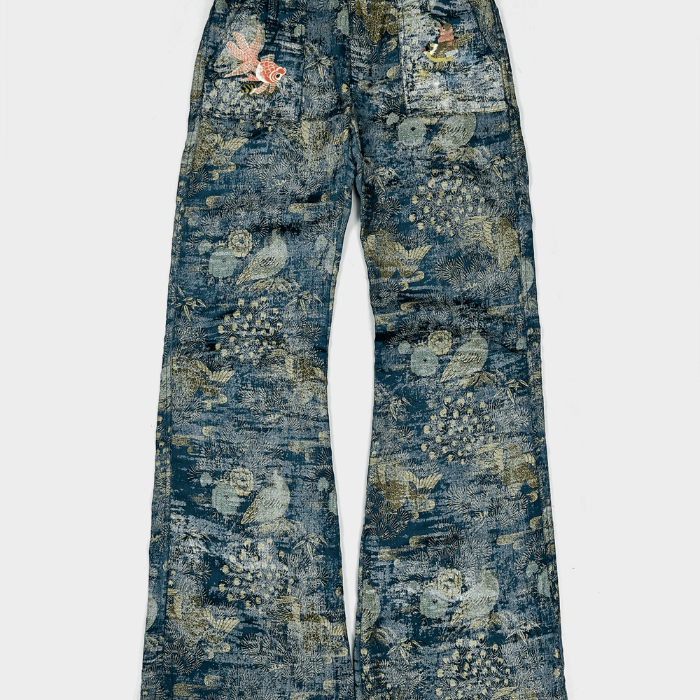 Custo Barcelona Textured Koi-Fish Flare Pants 2000's