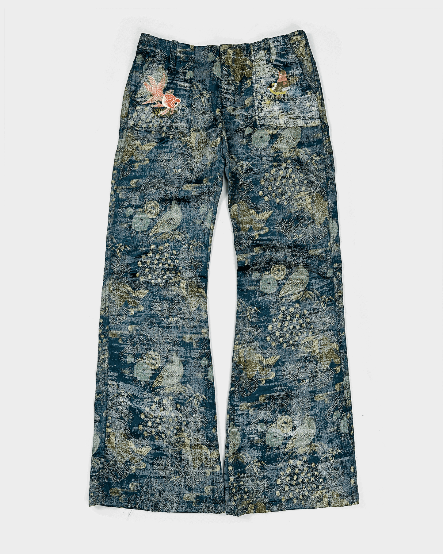 Custo Barcelona Textured Koi-Fish Flare Pants 2000's