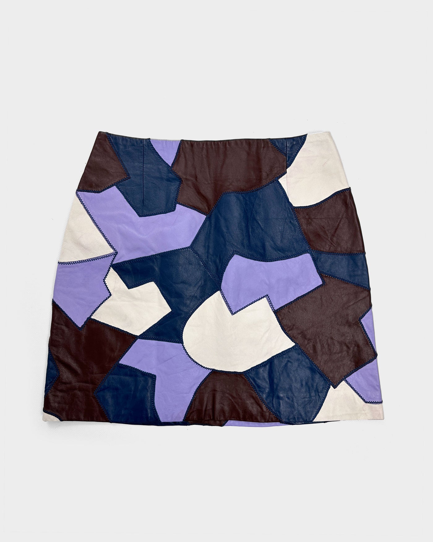 Versus Versace Leather Patchwork Mini Skirt 2000's