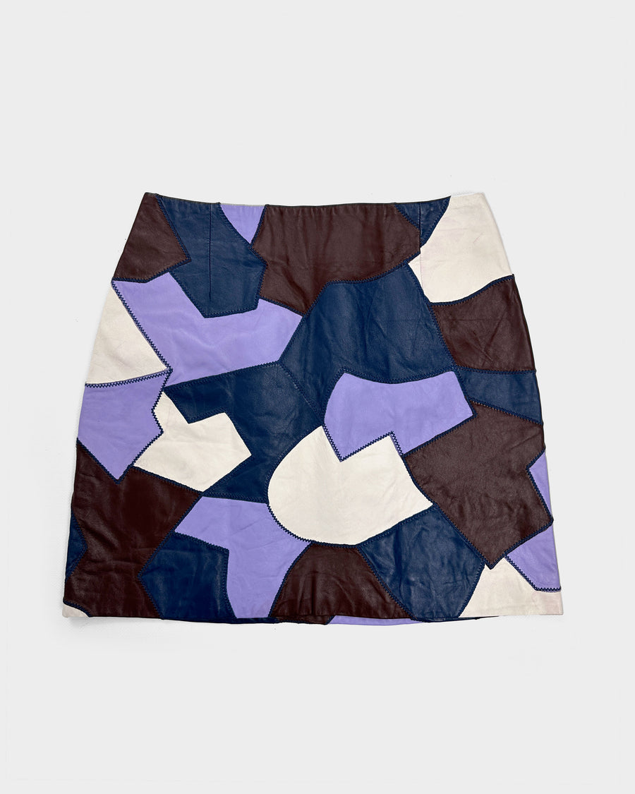 Versus Versace Leather Patchwork Mini Skirt 2000's