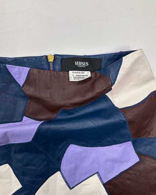 Versus Versace Leather Patchwork Mini Skirt 2000's