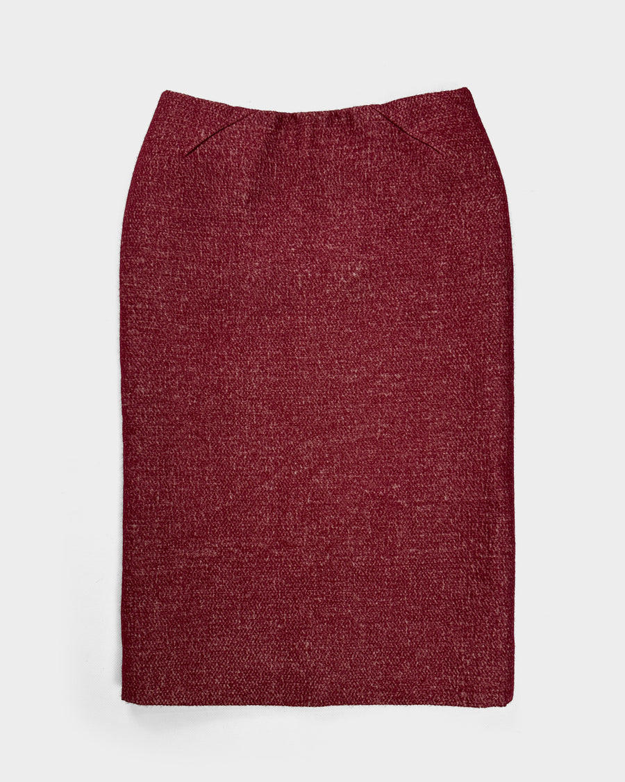 Bottega Veneta Red Cashmere + Silk Skirt 2000's