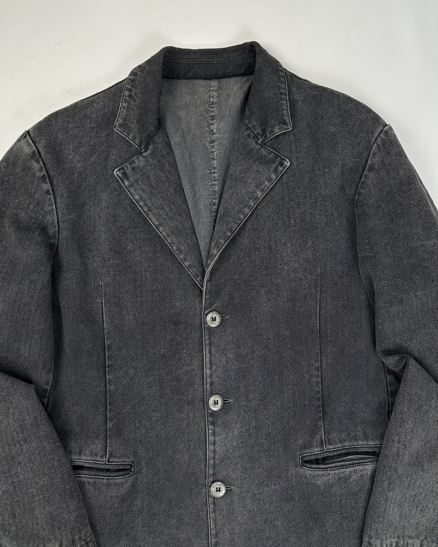 Iceberg Jeans Grey Washed Denim Long Jacket 2000's