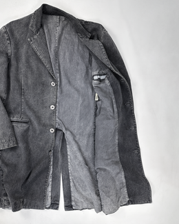 Iceberg Jeans Grey Washed Denim Long Jacket 2000's