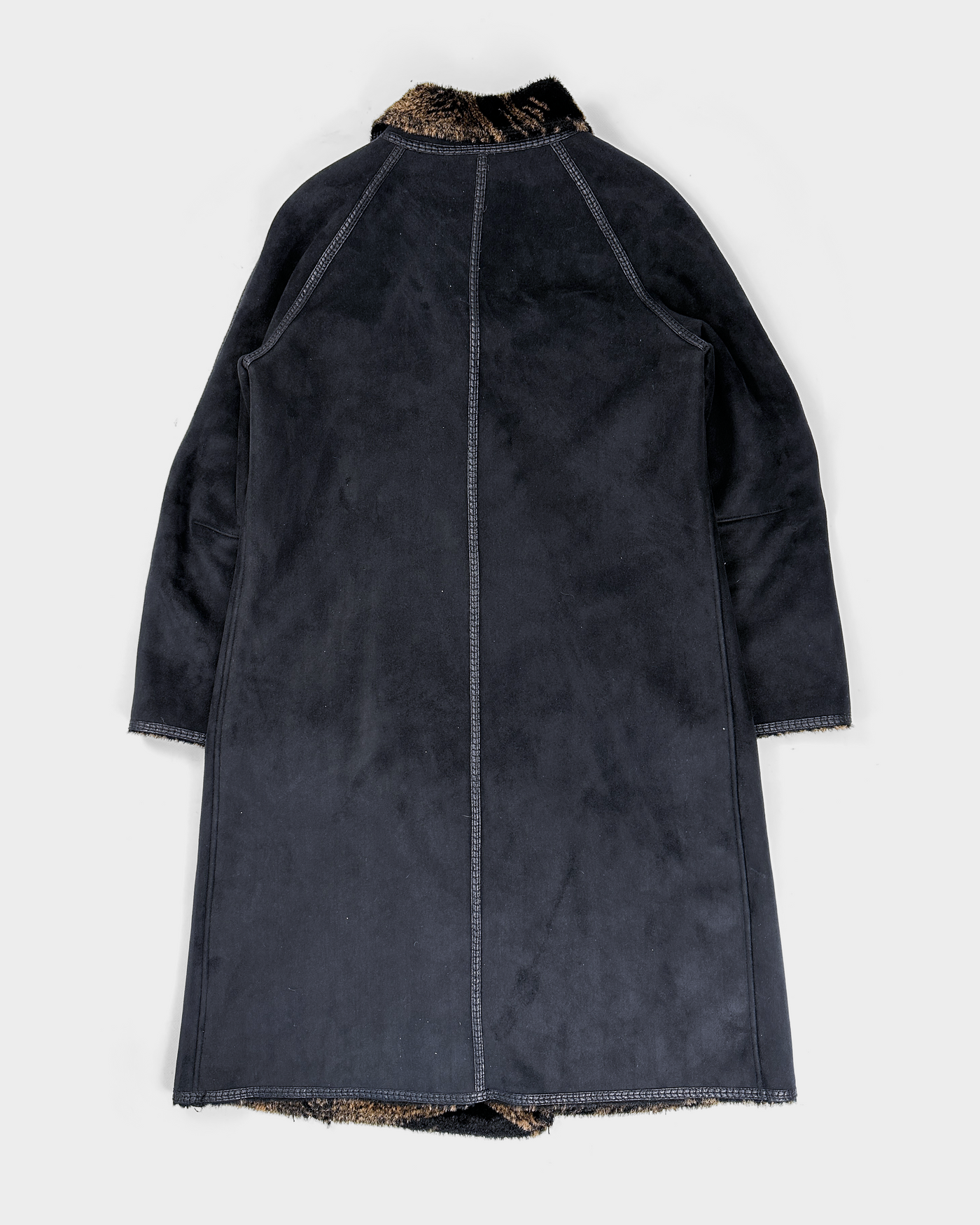 Balmain Black Long Printed-Inside Coat Jacket 1990's