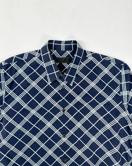 Prada Diamond Pattern Navy Blue Shirt 2000's