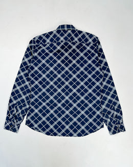 Prada Diamond Pattern Navy Blue Shirt 2000's