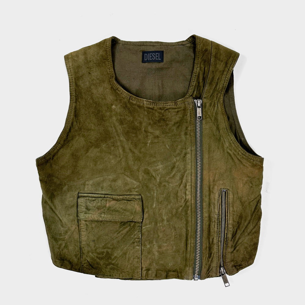 Diesel Utility Green Suede Vest 2000's