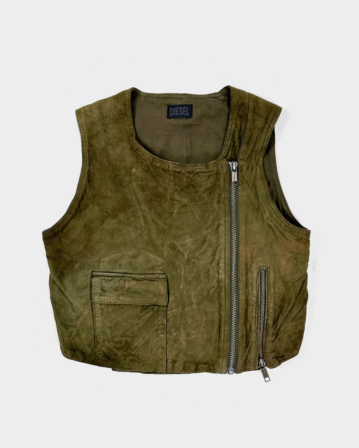 Diesel Utility Green Suede Vest 2000's