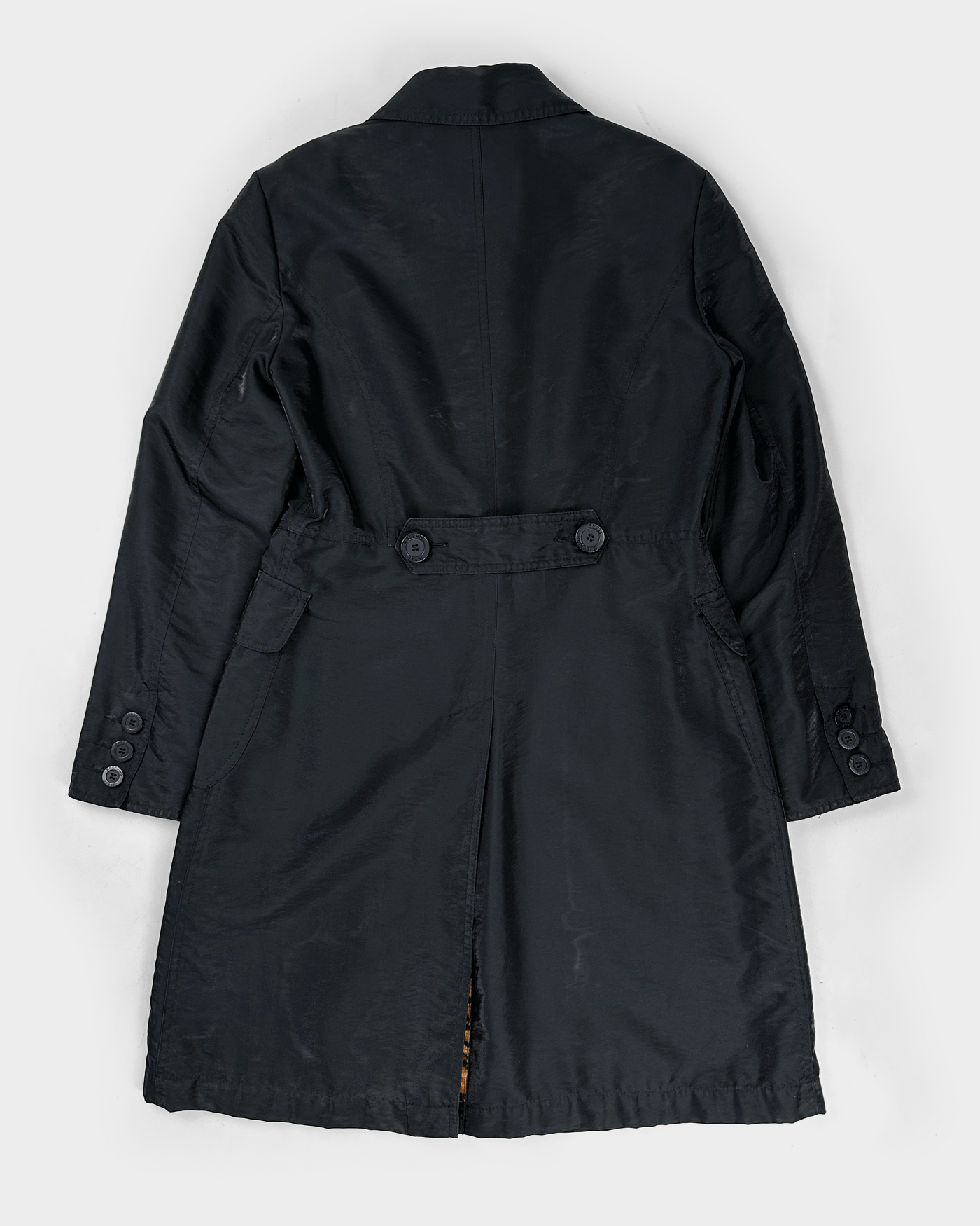 Moschino Black Lion Print Long Coat Jacket 1990's