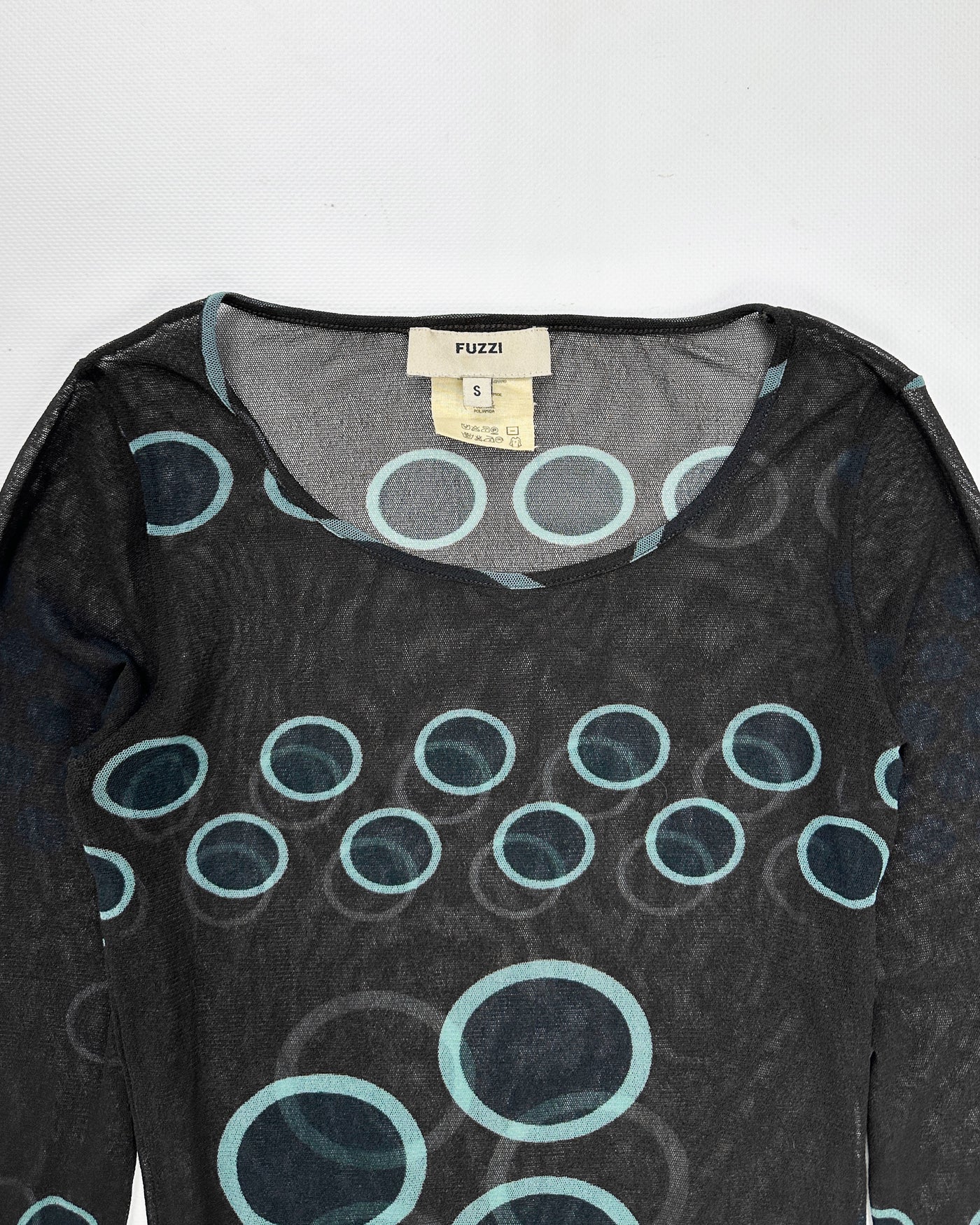 Fuzzi Brown Irregular Dots Mesh Top 2000's