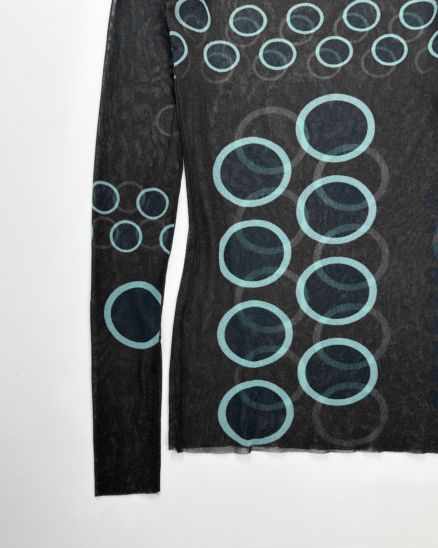 Fuzzi Brown Irregular Dots Mesh Top 2000's