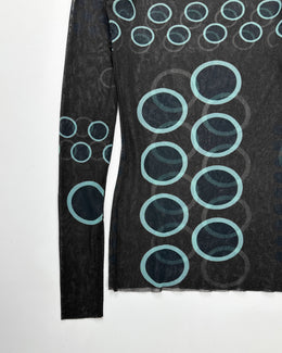 Fuzzi Brown Irregular Dots Mesh Top 2000's