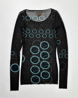 Fuzzi Brown Irregular Dots Mesh Top 2000's